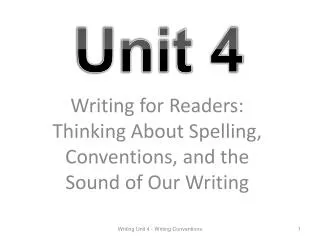 Writing for Readers: Thinking About Spelling, Conventions, and the Sound of Our Writing