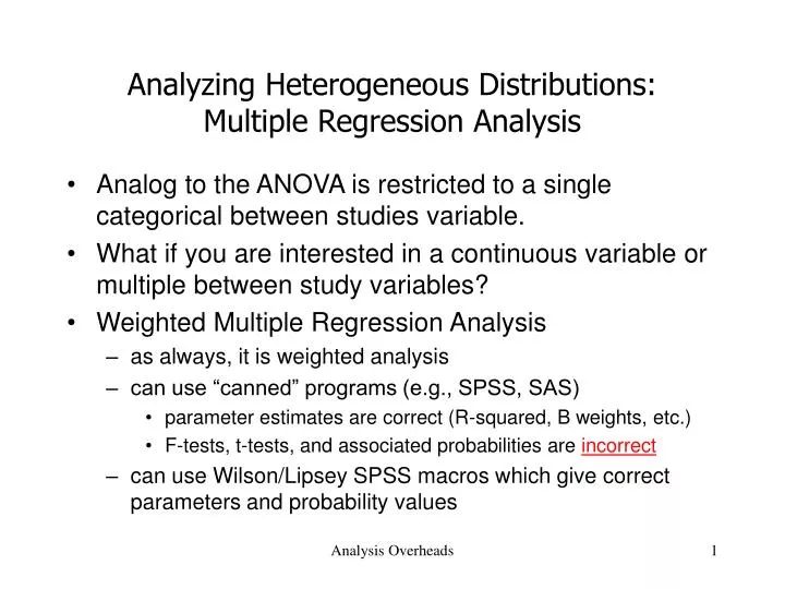 analyzing heterogeneous distributions multiple regression analysis