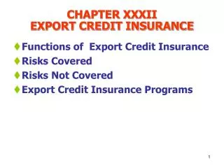 CHAPTER XXXII EXPORT CREDIT INSURANCE