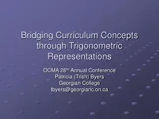 Bridging Curriculum Concepts through Trigonometric Representations