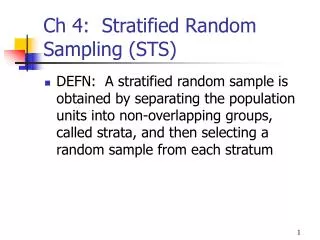 Ch 4: Stratified Random Sampling (STS)