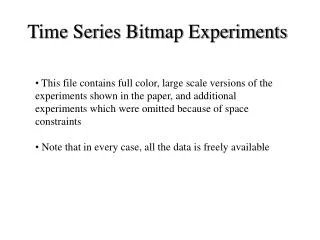 Time Series Bitmap Experiments