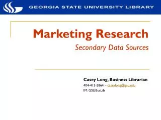 Marketing Research Secondary Data Sources