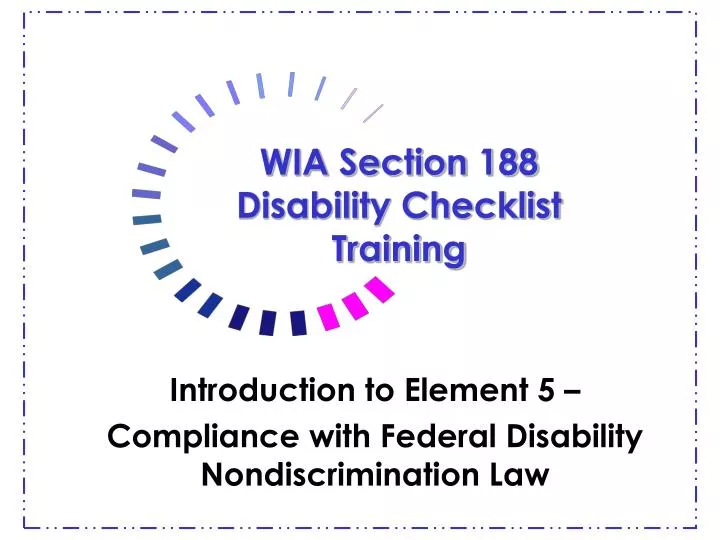 wia section 188 disability checklist training