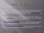 Math Worksheets - slide 1