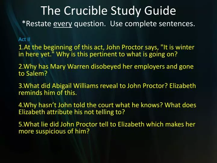 the crucible study guide restate every question use complete sentences