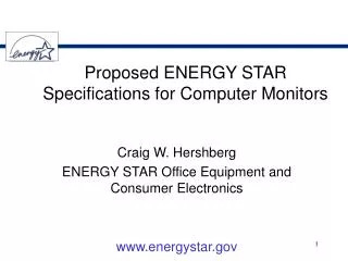 Proposed ENERGY STAR Specifications for Computer Monitors