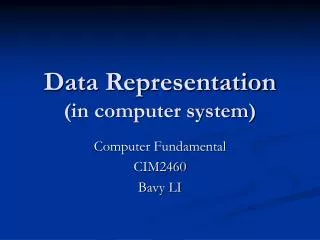 Data Representation (in computer system)
