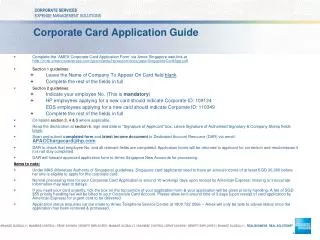 Corporate Card Application Guide