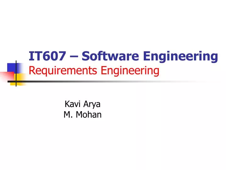 it607 software engineering requirements engineering