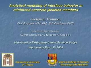 Analytical modeling of interface behavior in reinforced concrete jacketed members