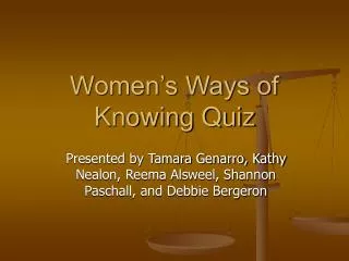 Women’s Ways of Knowing Quiz