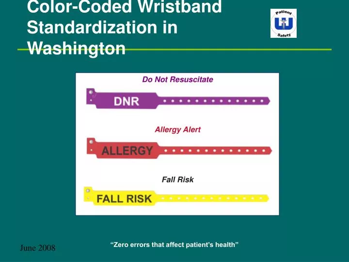 color coded wristband standardization in washington