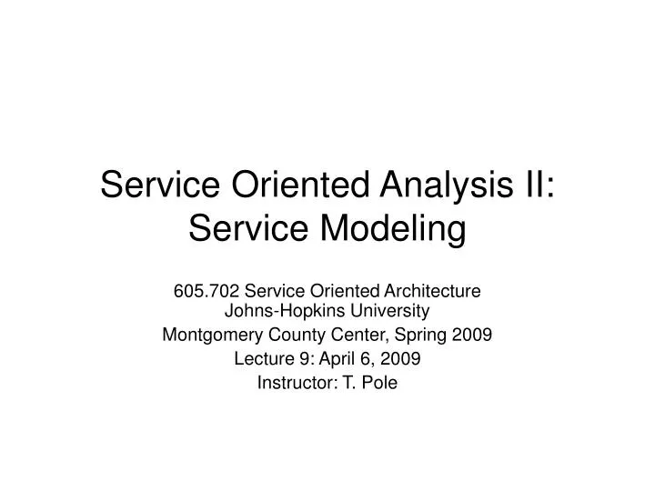 service oriented analysis ii service modeling