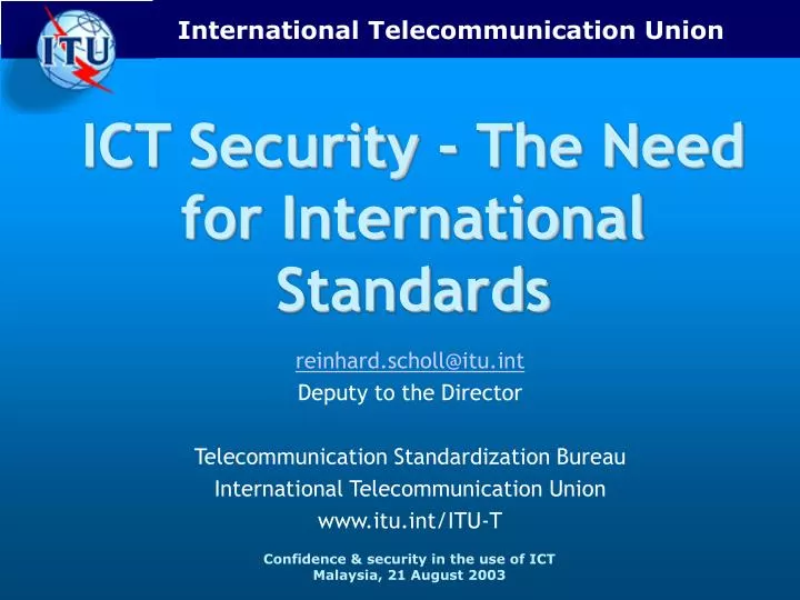 ict security the need for international standards