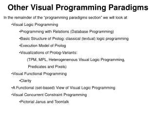 Other Visual Programming Paradigms