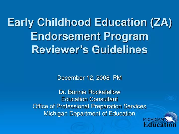 early childhood education za endorsement program reviewer s guidelines