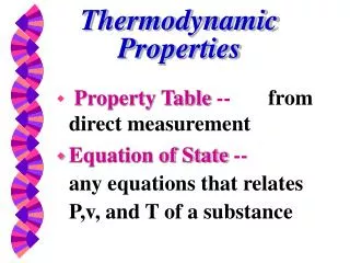 Thermodynamic Properties