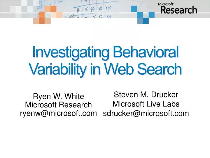 investigating behavioral variability in web search