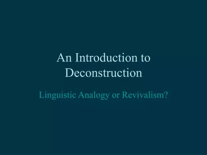 an introduction to deconstruction