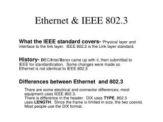 Ethernet &amp; IEEE 802.3