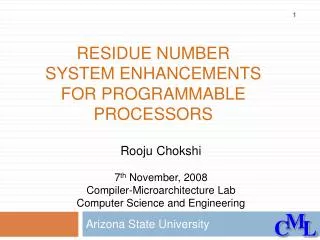 Residue number system enhancements for programmable processors