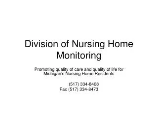 Division of Nursing Home Monitoring