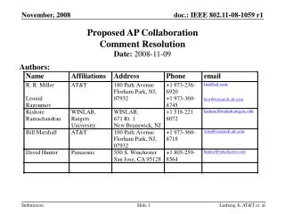 Proposed AP Collaboration Comment Resolution
