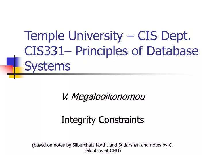 temple university cis dept cis331 principles of database systems