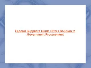 Federal Suppliers