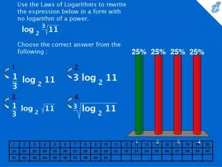 Use the Laws of Logarithms to rewrite the expression below in a form with no logarithm of a power. {image} Choose the co