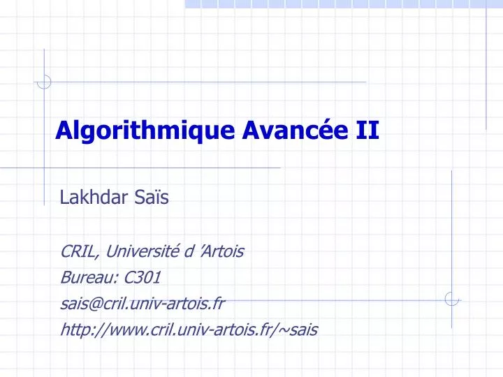 algorithmique avanc e ii