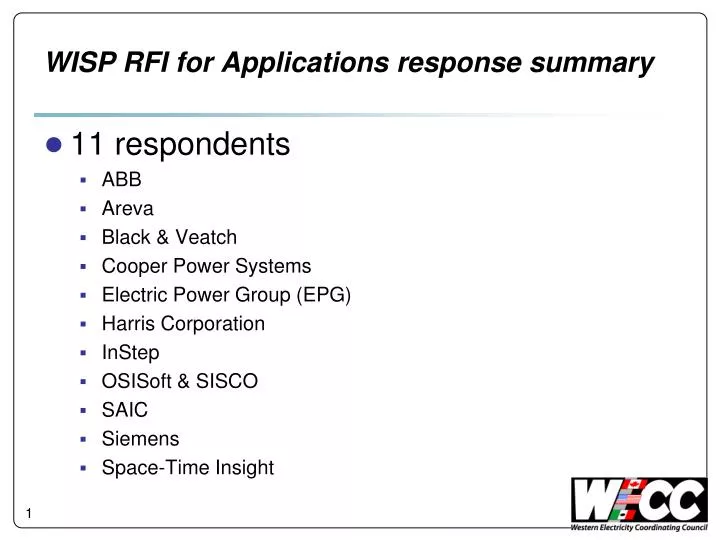 wisp rfi for applications response summary