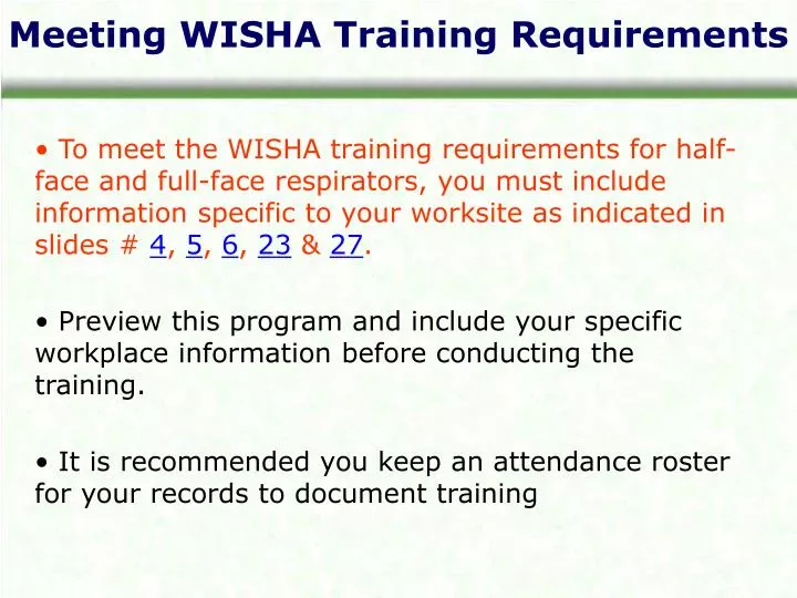 meeting wisha training requirements