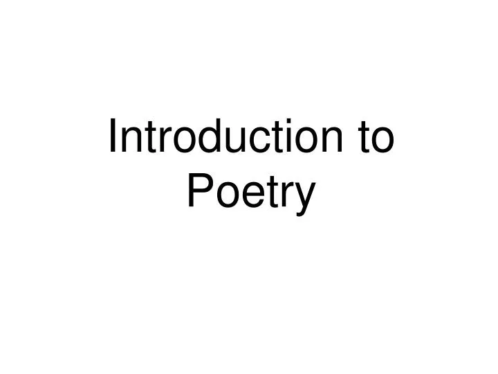 introduction to poetry