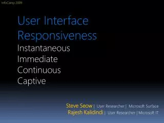 User Interface Responsiveness Instantaneous Immediate Continuous Captive