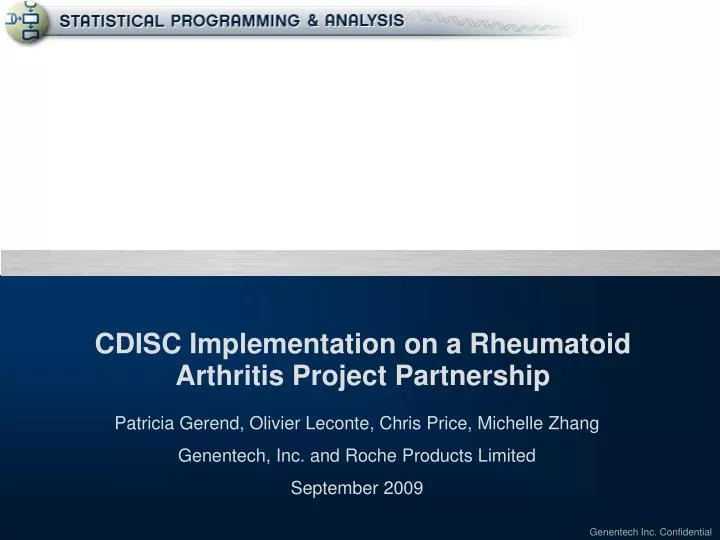 cdisc implementation on a rheumatoid arthritis project partnership