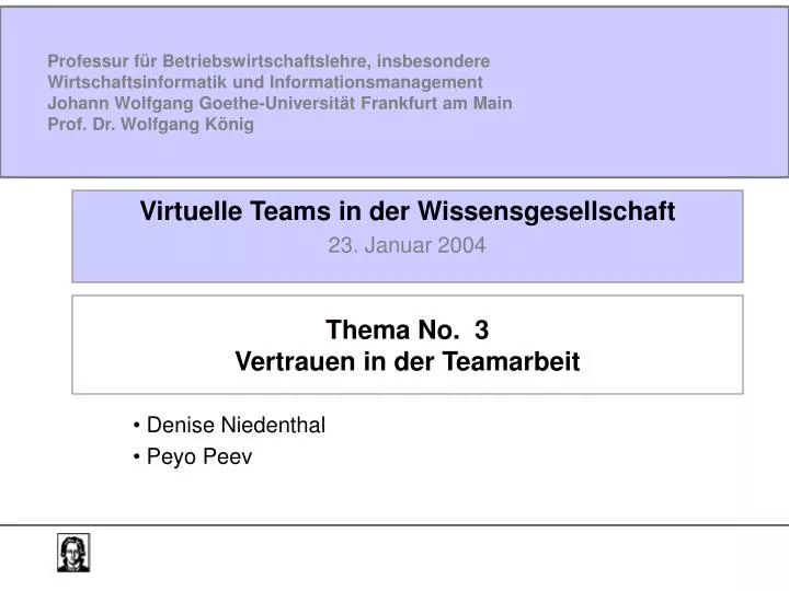 thema no 3 vertrauen in der teamarbeit