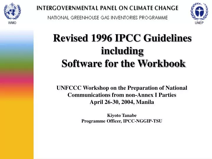 revised 1996 ipcc g uidelines including software for the workbook