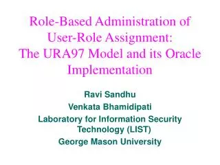 Role-Based Administration of User-Role Assignment: The URA97 Model and its Oracle Implementation