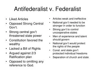 Antifederalist v. Federalist