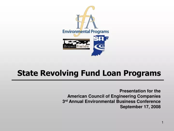 state revolving fund loan programs