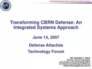 Transforming CBRN Defense: An Integrated Systems Approach