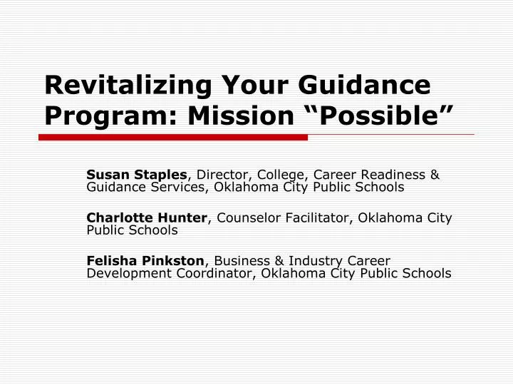 revitalizing your guidance program mission possible