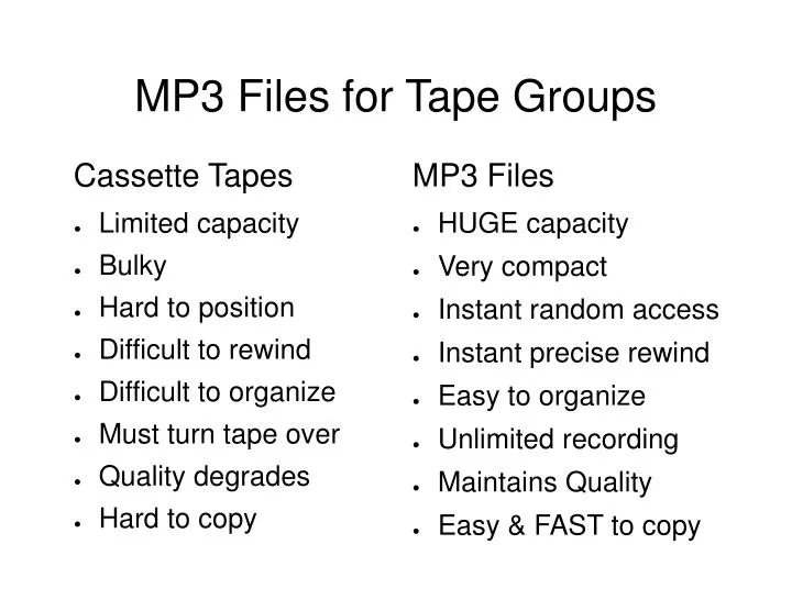 mp3 files for tape groups