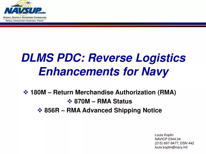 dlms pdc reverse logistics enhancements for navy