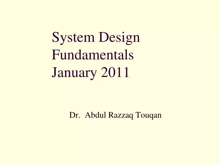system design fundamentals january 2011