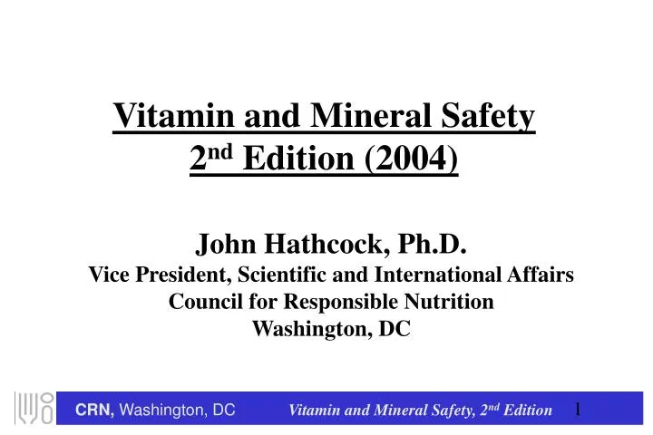 vitamin and mineral safety 2 nd edition 2004