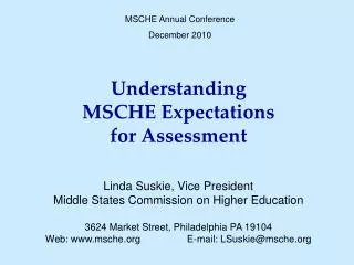 Understanding MSCHE Expectations for Assessment