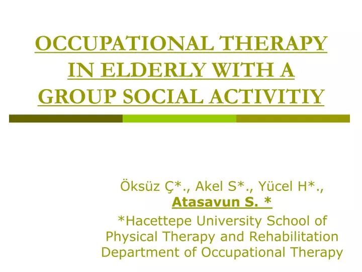 occupational therapy in elderly with a group social activitiy